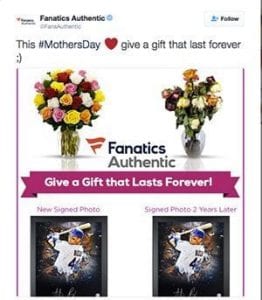 Fanatics Authentic is among several marketers SAF has contacted about changing their negative marketing tactics in the weeks before Mother’s Day.