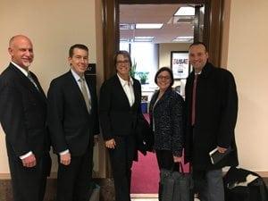 “The meeting provided a unique opportunity to share directly with the APHIS staff, concerns and policy issues that directly affect our business, progress, and our industry,” said Jamie Kitz, key account manager with Sakata Ornamentals in Salinas, California (center). Kitz represented SAF at two meetings in Washington last month. She is pictured with, from left to right, Shawn McBurney, SAF; Craig Regelbrugge, AmericanHort; Jane DeMarchi, American Seed Trade Association;Dr. Joe Bischoff, SAF.