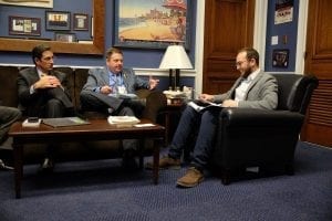 Gustavo Gilchrist of Kennicott Brothers in Chicago and Dave Mitchell of Mitchell’s Flowers & Events in Orland Park, Illinois, talk industry issues with a congressional staff member. Gilchrist, who recently became an American citizen, brought his 12-year-old son, Patricio to CAD. “Patricio was our secret weapon,” Mitchell admitted. “He had all of the information memorized.”