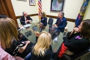 Sen. James Risch (R) met with SAF’s Utah delegation, including Liza Roeser Atwood of FiftyFlowers.com in Boise, Idaho. Risch is a former governor of the state.