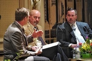SAF President Chris Drummond, AAF, of Plaza Flowers moderated a bipartisan discussion between Jim Richards and Mike Smith of Cornerstone Government Affairs in Washington, D.C.